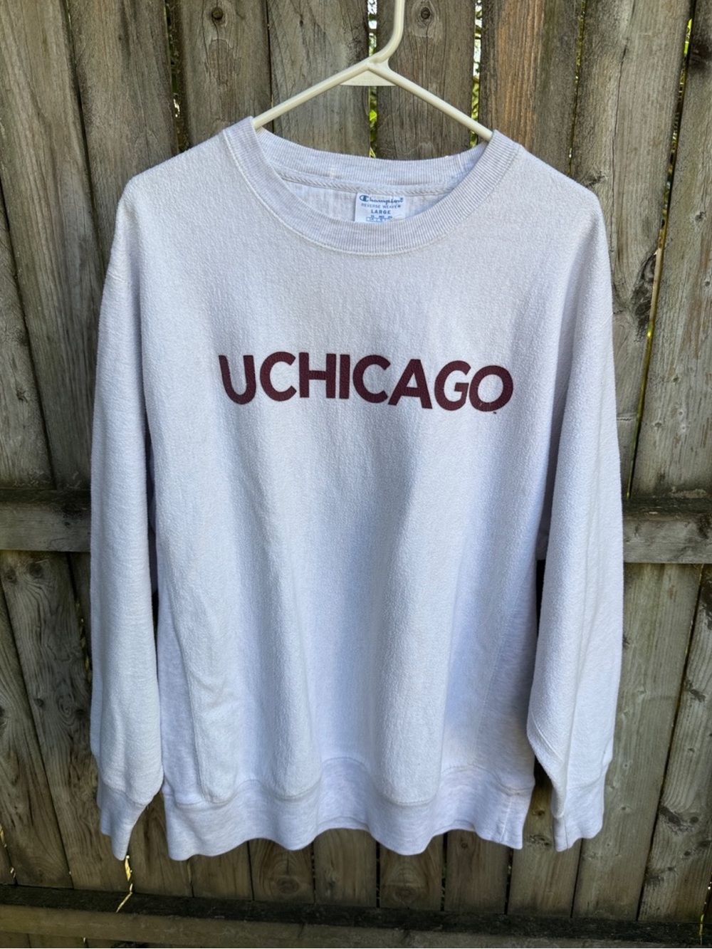 UChicago Champion Reverse Weave sweatshirt crew neck inside out Chicago Unisex L